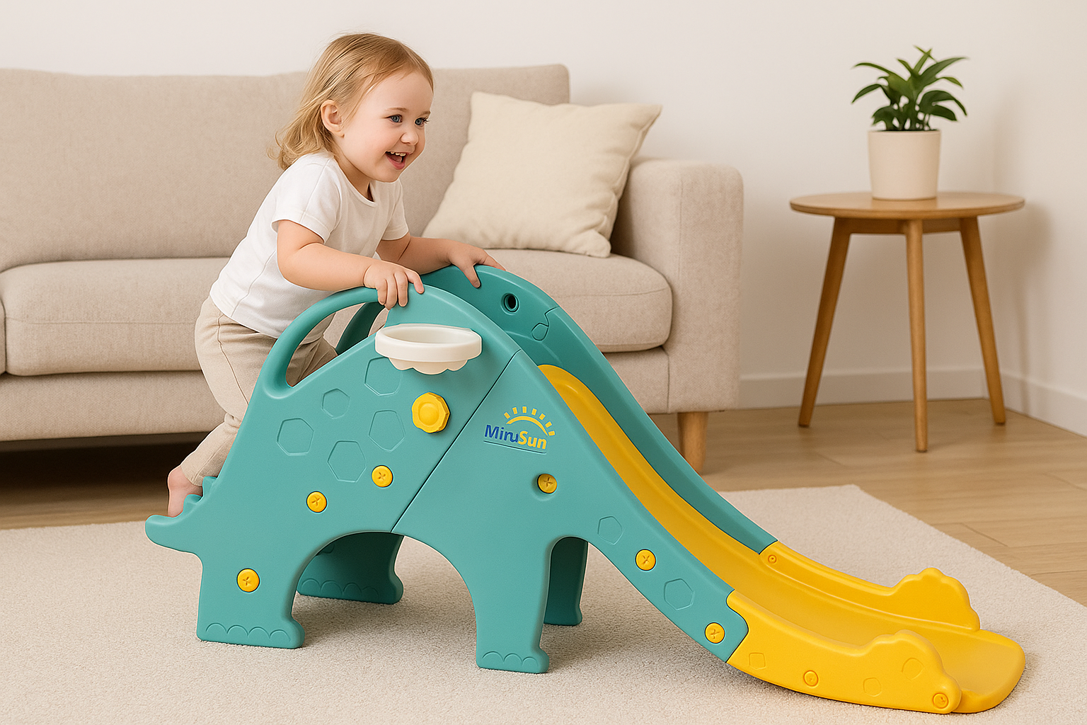 Minisun Kids Slide Foldable Freestanding Slider for Toddler Playground Stairs Slipping Slide Climber Indoor Outdoor Playset Exercise Toy Activity Center for 1-5 Years Blue